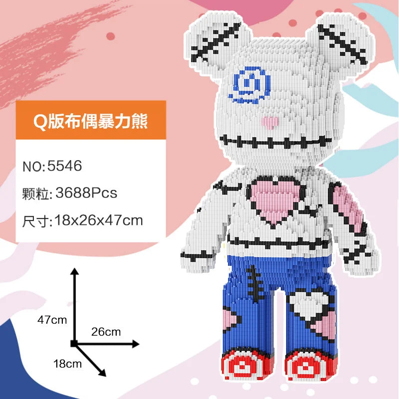 Bearbrick-ähnliche Bausteine – Riesige Teddybär-Figur aus Design-Bausteinen