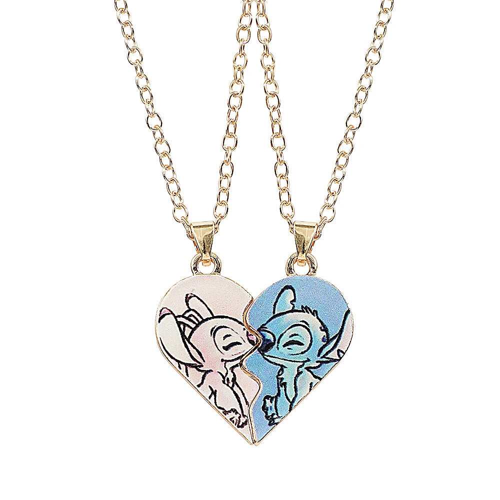 Bandai Collier Couple Stitch & Angel Disney Bijoux Cœur Amour