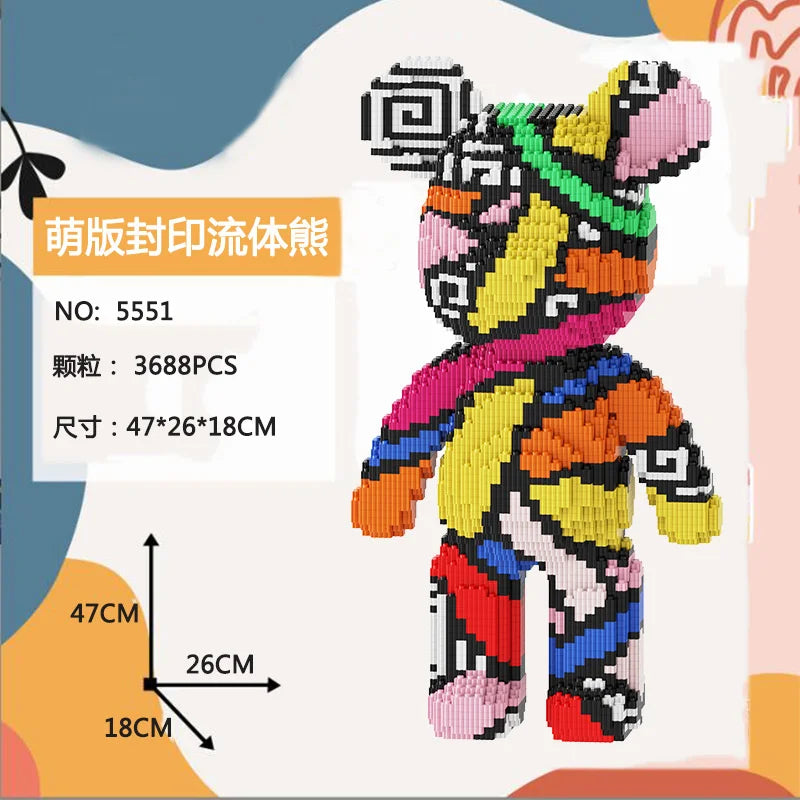 Bearbrick-ähnliche Bausteine – Riesige Teddybär-Figur aus Design-Bausteinen