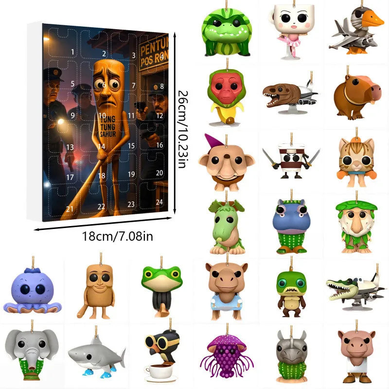 Calendrier de l’Avent Italian Brainrot avec Figurines Acryliques et Silicone