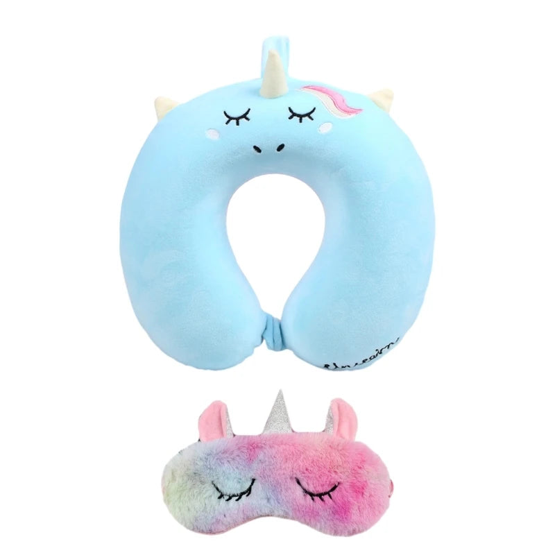 Oreiller avec masque pour les yeux, coussin tête cou, licorne, vol d'affaires, livraison directe