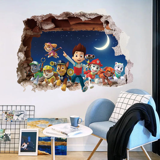 Autocollants Muraux Paw Patrol pour la Décoration de la Maison, Adhésifs Mignons, Anime Skye Chase, Graffiti Décoré, Cadeaux d'Anniversaire pour Garçon et Fille