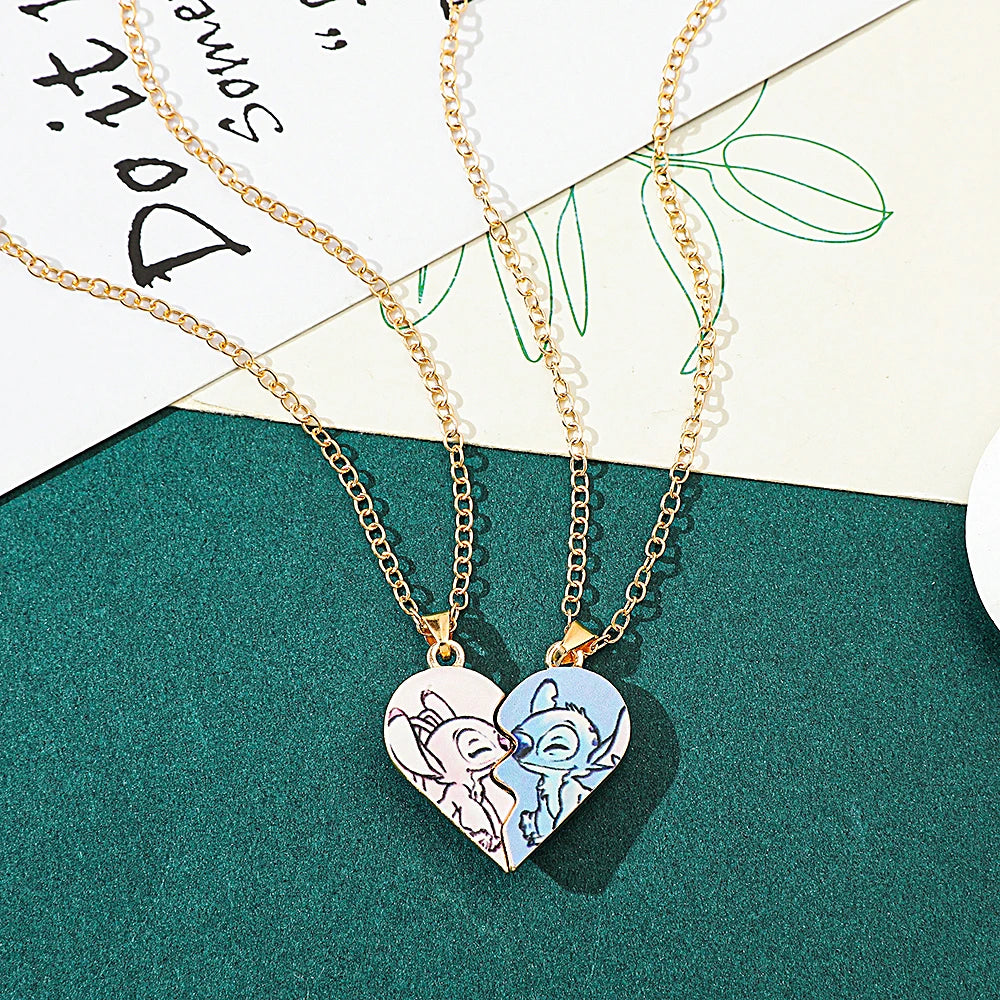 Bandai Collier Couple Stitch & Angel Disney Bijoux Cœur Amour