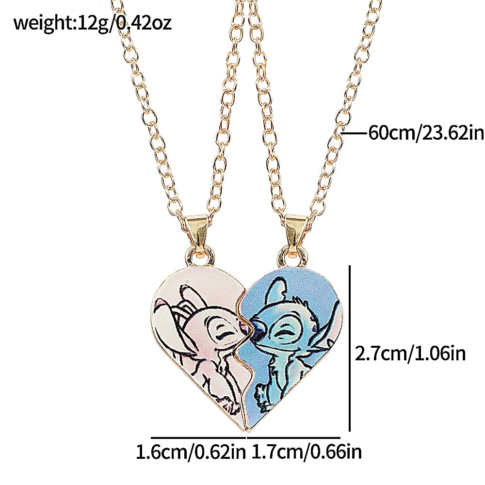 Bandai Collier Couple Stitch & Angel Disney Bijoux Cœur Amour