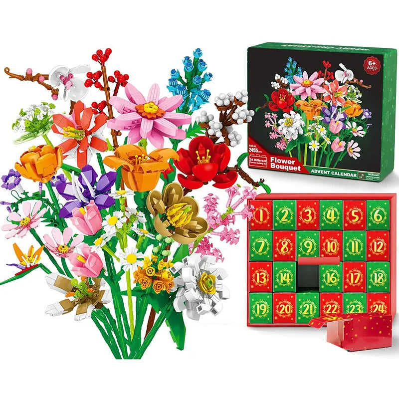 Calendrier de l’Avent 2025 Fleurs à Construire en Blocs pour Adultes et Enfants