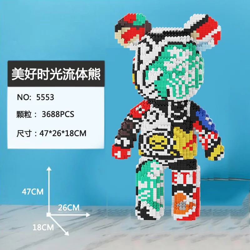 Bearbrick-ähnliche Bausteine – Riesige Teddybär-Figur aus Design-Bausteinen