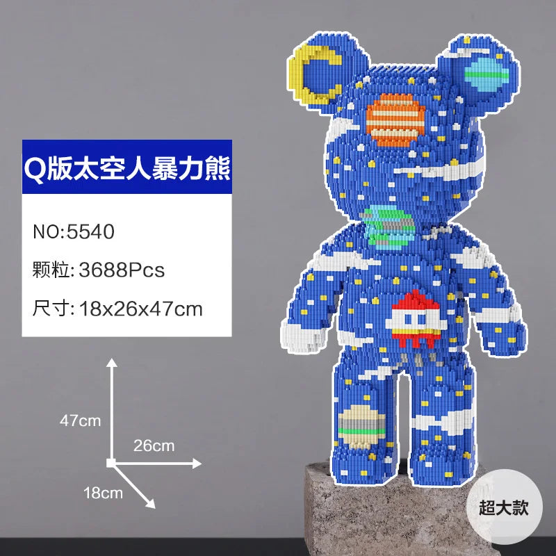 Bearbrick-ähnliche Bausteine – Riesige Teddybär-Figur aus Design-Bausteinen