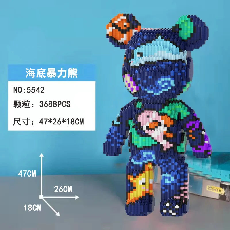 Bearbrick-ähnliche Bausteine – Riesige Teddybär-Figur aus Design-Bausteinen