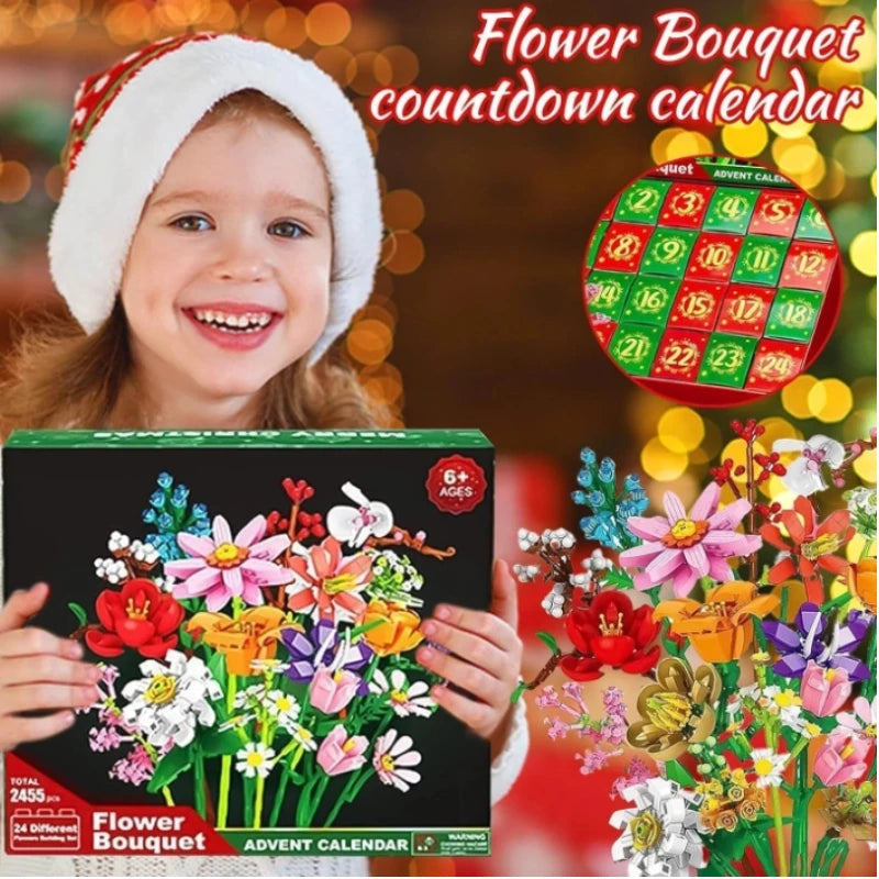 Calendrier de l’Avent 2025 Fleurs à Construire en Blocs pour Adultes et Enfants