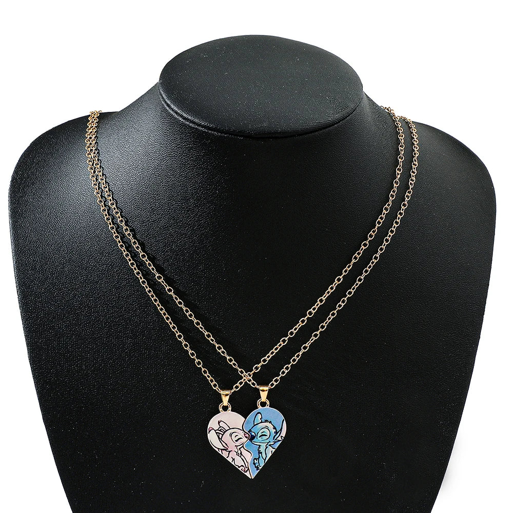 Bandai Collier Couple Stitch & Angel Disney Bijoux Cœur Amour