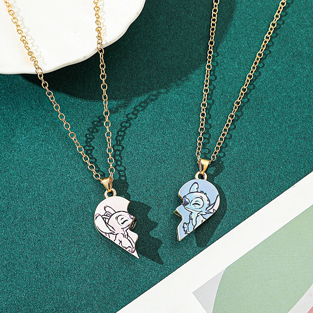Bandai Collier Couple Stitch & Angel Disney Bijoux Cœur Amour