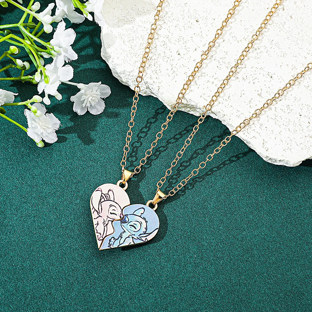 Bandai Collier Couple Stitch & Angel Disney Bijoux Cœur Amour