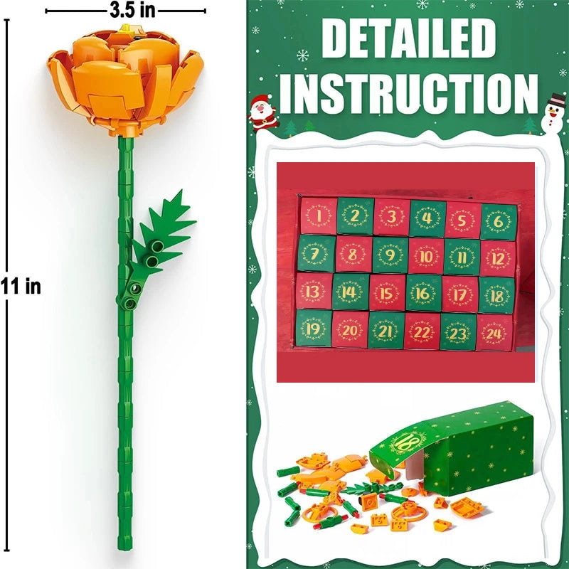 Calendrier de l’Avent 2025 Fleurs à Construire en Blocs pour Adultes et Enfants