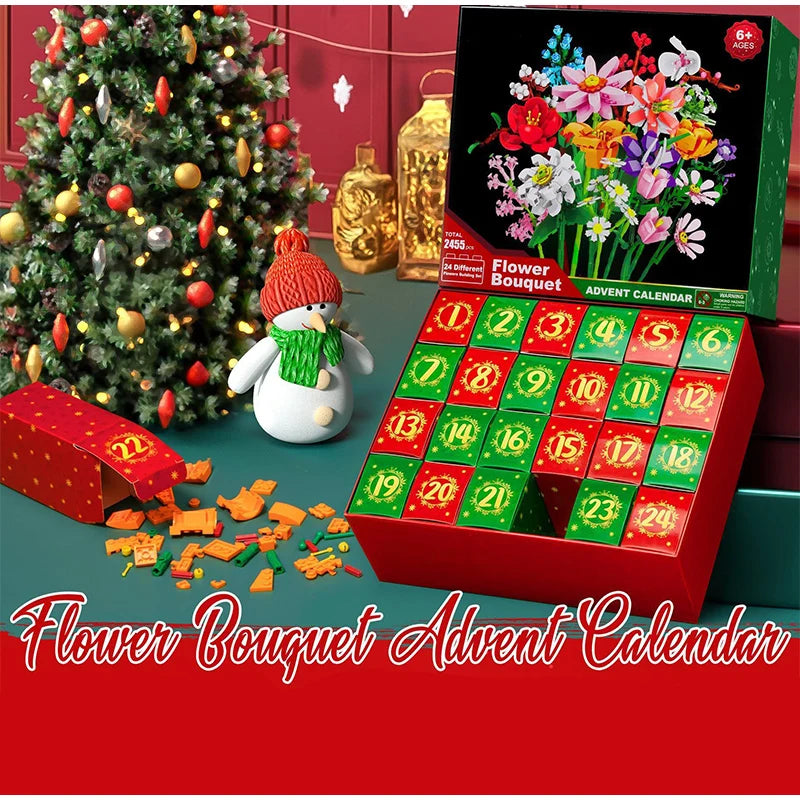 Calendrier de l’Avent 2025 Fleurs à Construire en Blocs pour Adultes et Enfants
