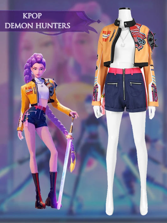 Rumi Cosplay Halloween Kostüm K-Pop Demon Hunters Zoey Mira Charakter Major Rollenspiel Kostüm 3D-Drucke für Bühnenauftritt