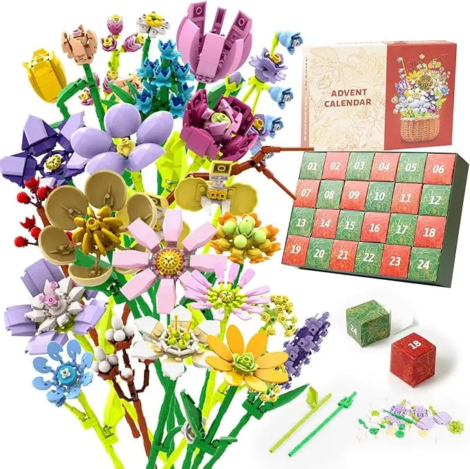 Calendrier de l’Avent 2025 Fleurs à Construire en Blocs pour Adultes et Enfants