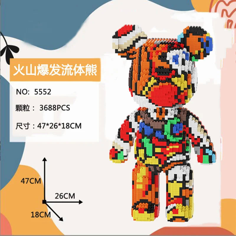 Bearbrick-ähnliche Bausteine – Riesige Teddybär-Figur aus Design-Bausteinen