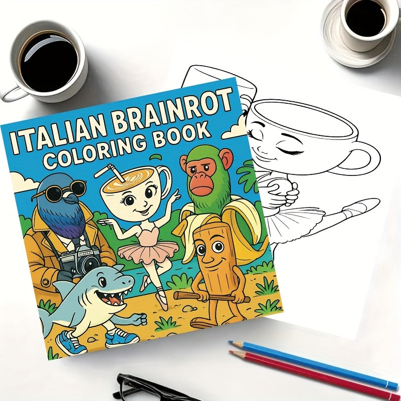 Livre de Coloriage Italian Brainrot – 22 Personnages Mèmes & Défis Créatif