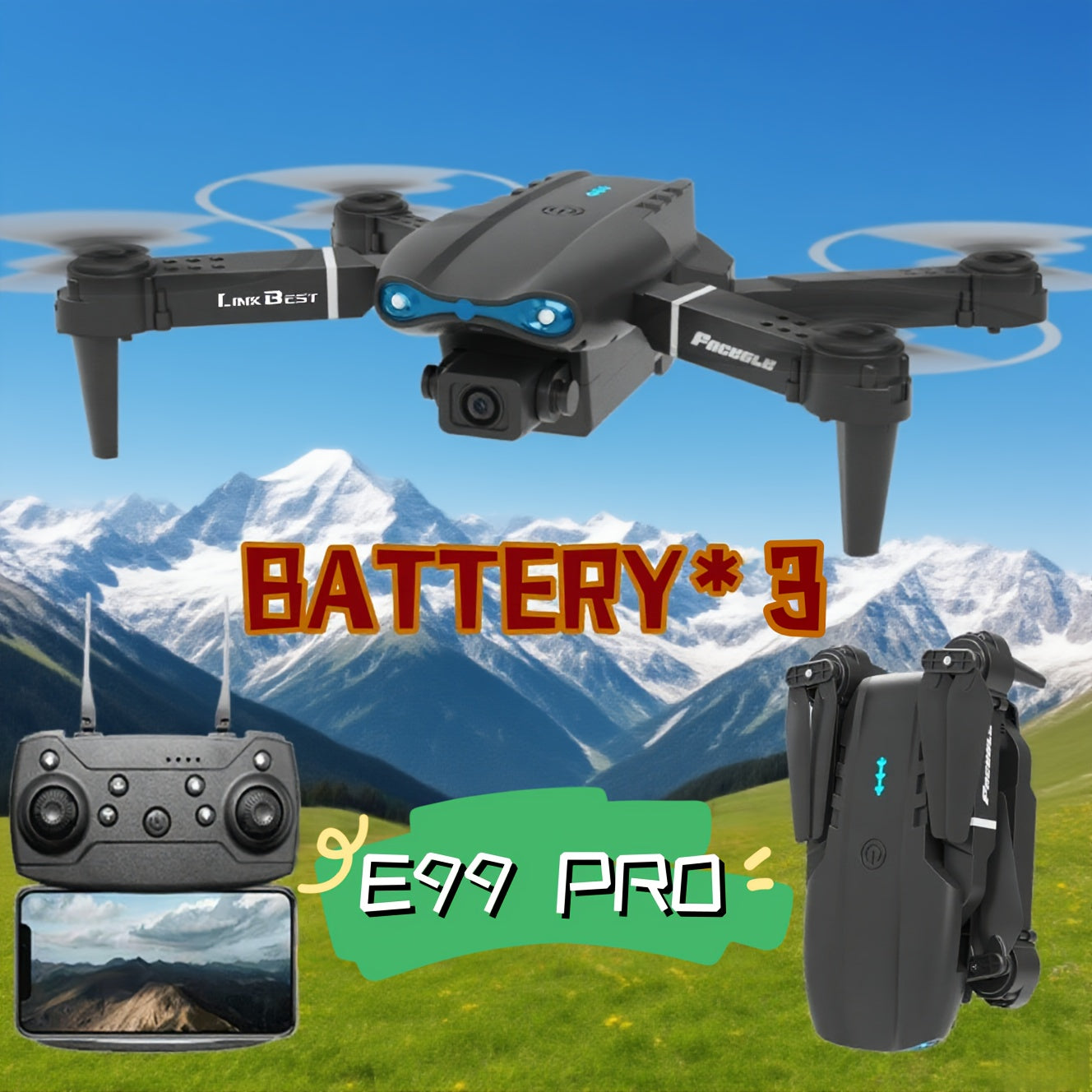 SkyE99 Pro – Drone Pliable Intelligent à Double Caméra HD