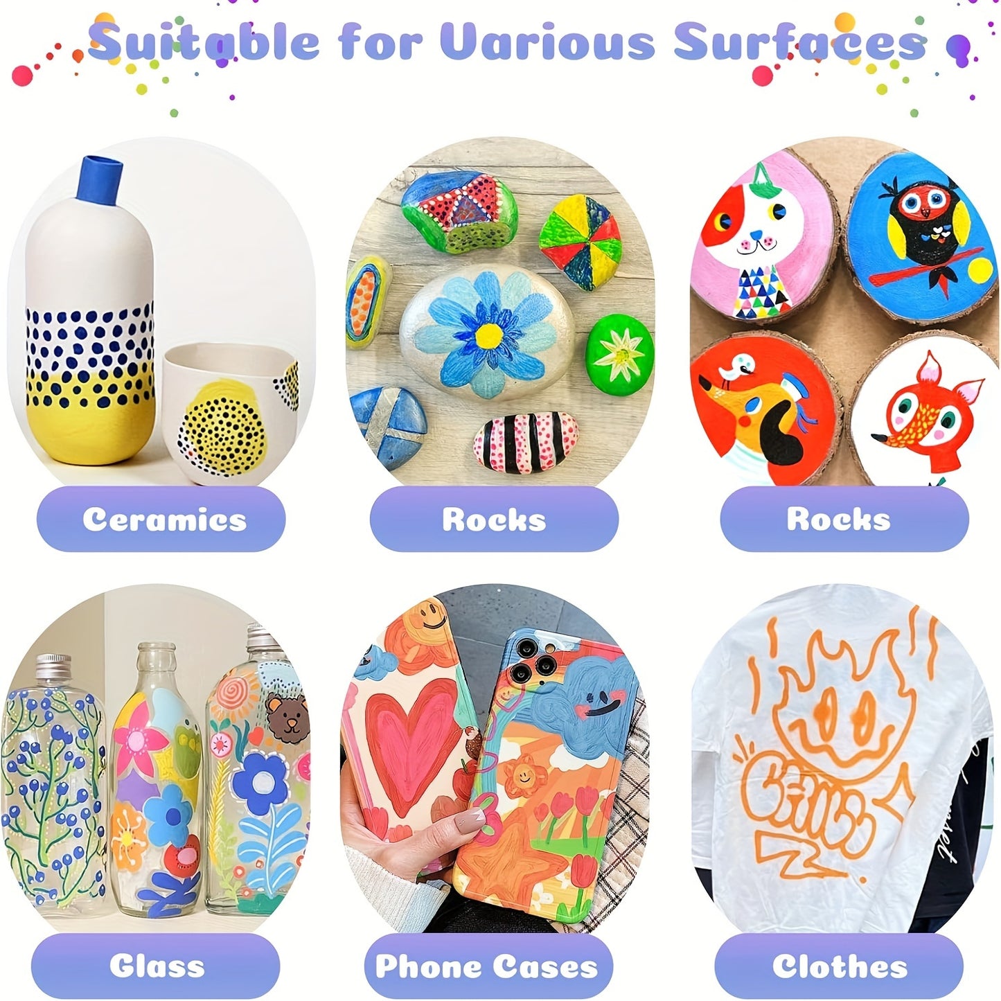 36 Colors Dual Tip Acrylic Pens Markers, Double Tip Premium Acrylic Markers, Acrylic Markers for Wood, Rock Painting, Glass, Canvas, Stone, DIY Crafts Making Art Supplies