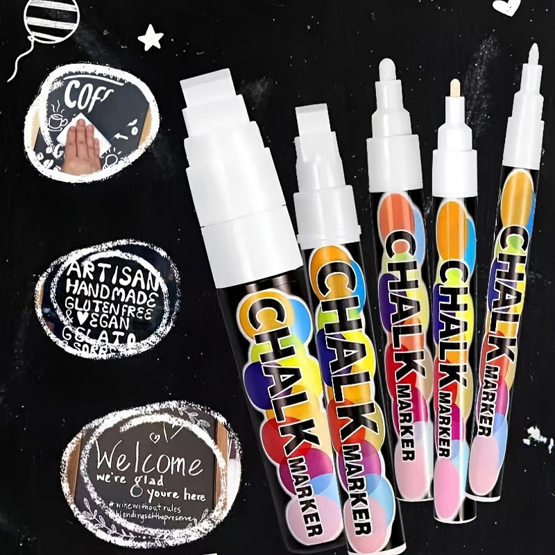 Lot de 5 Marqueurs Blancs à Encre Effaçable – Pour Verre, Tableau, Miroir – Pointes Précises & Lavables à l’Eau