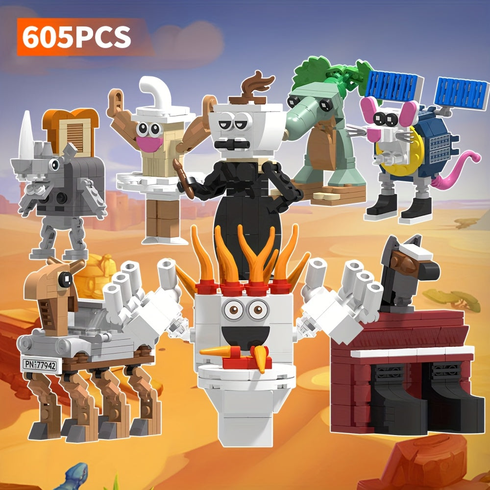 Set 605 Blocs à Construire Brainrot – Animaux Machines & Personnages Abstraits Sahur