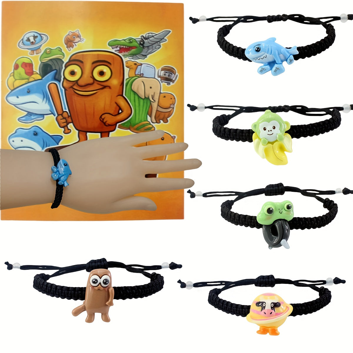 5 Bracelets Tressés Brainrot – Figurines Tralalero à Collectionner