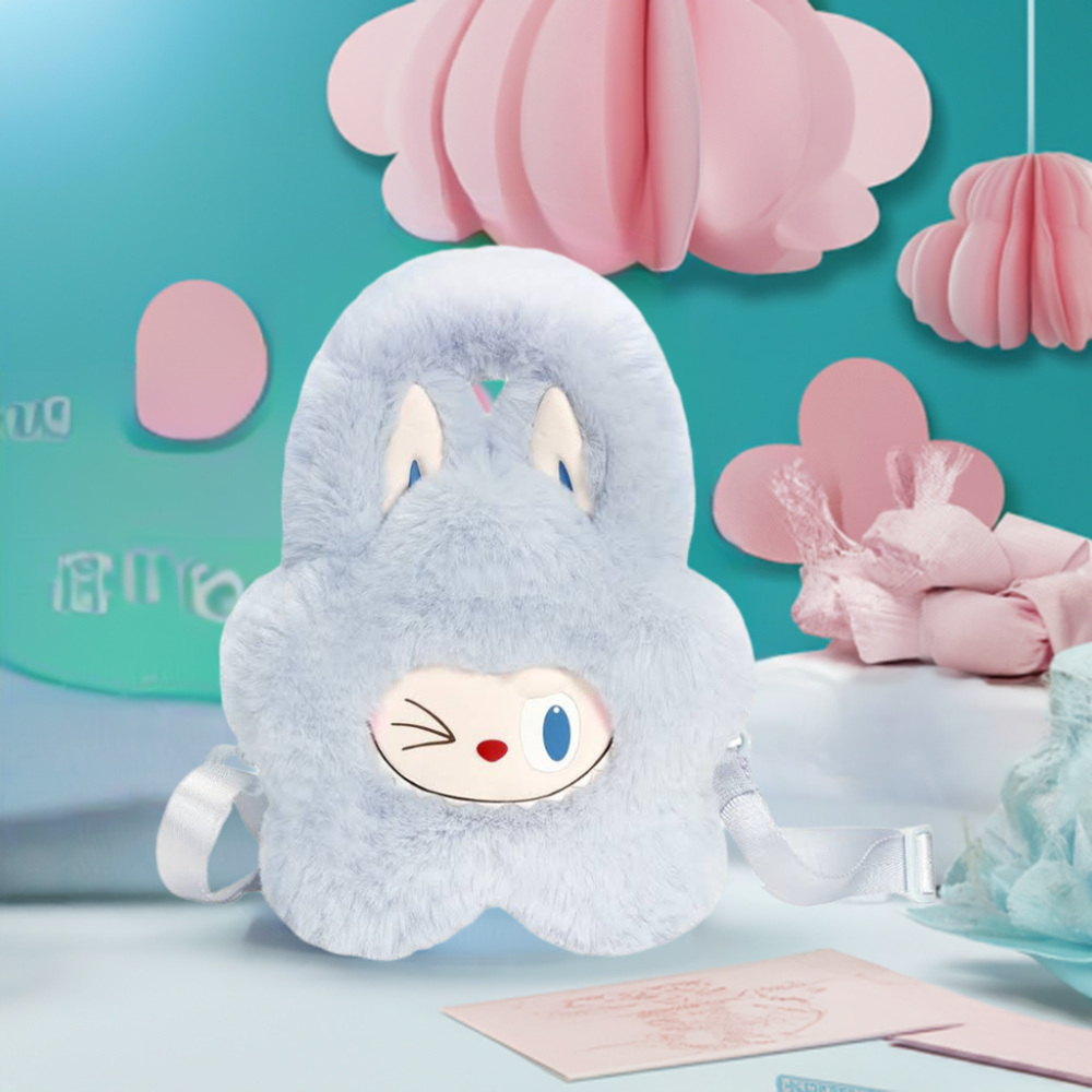 Sac Peluche Labubu – THE MONSTERS Classic Series (Marron / Bleu)