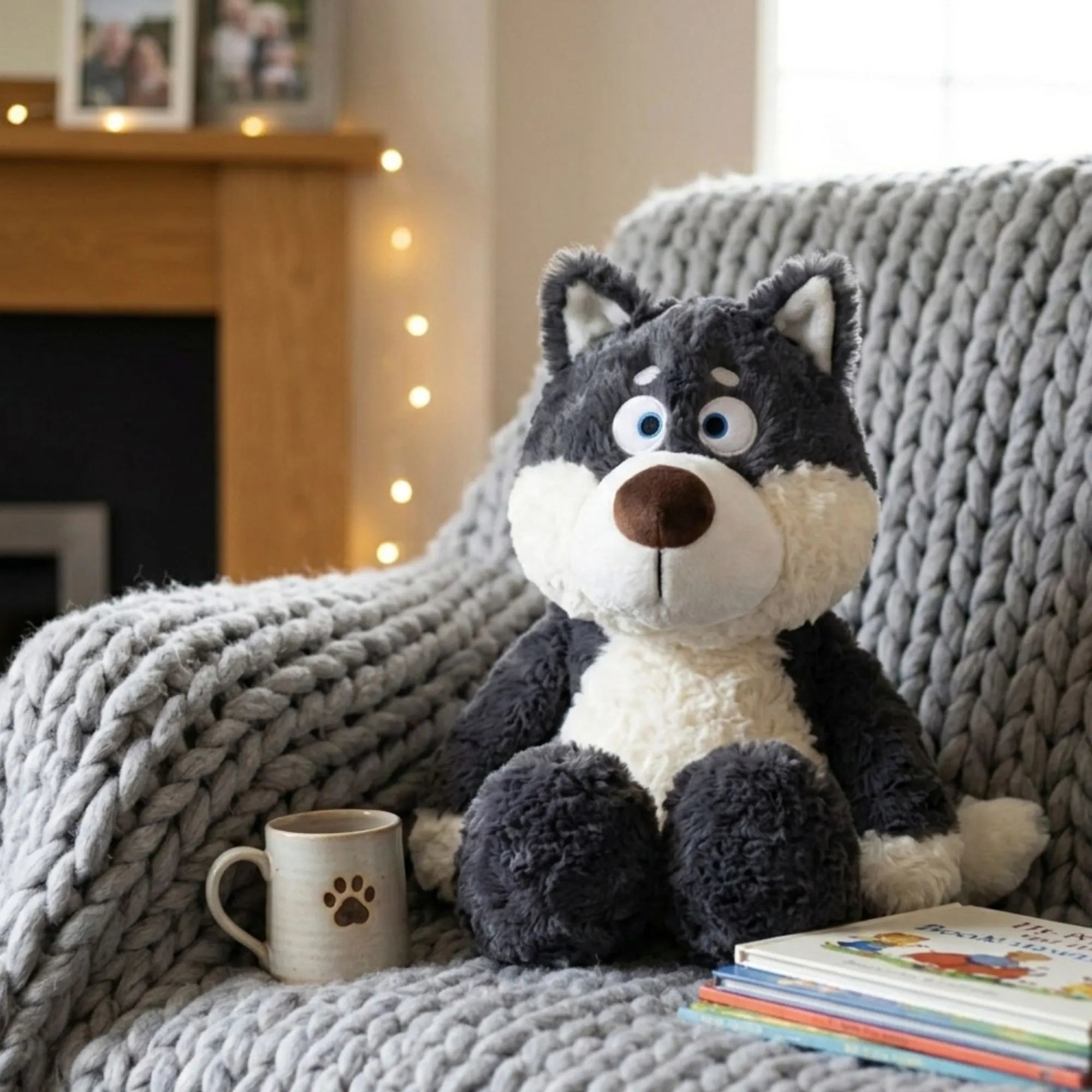 Peluche Loup Gris Kawaii — Doudou Géant 40cm | MBK