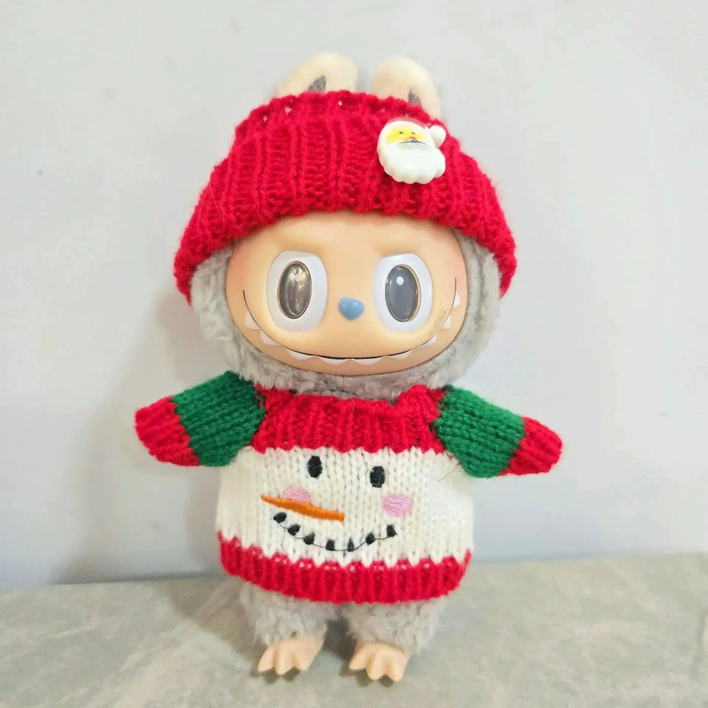 Labubu Puppenkleidung 15-17 cm Weihnachtsmütze Schal