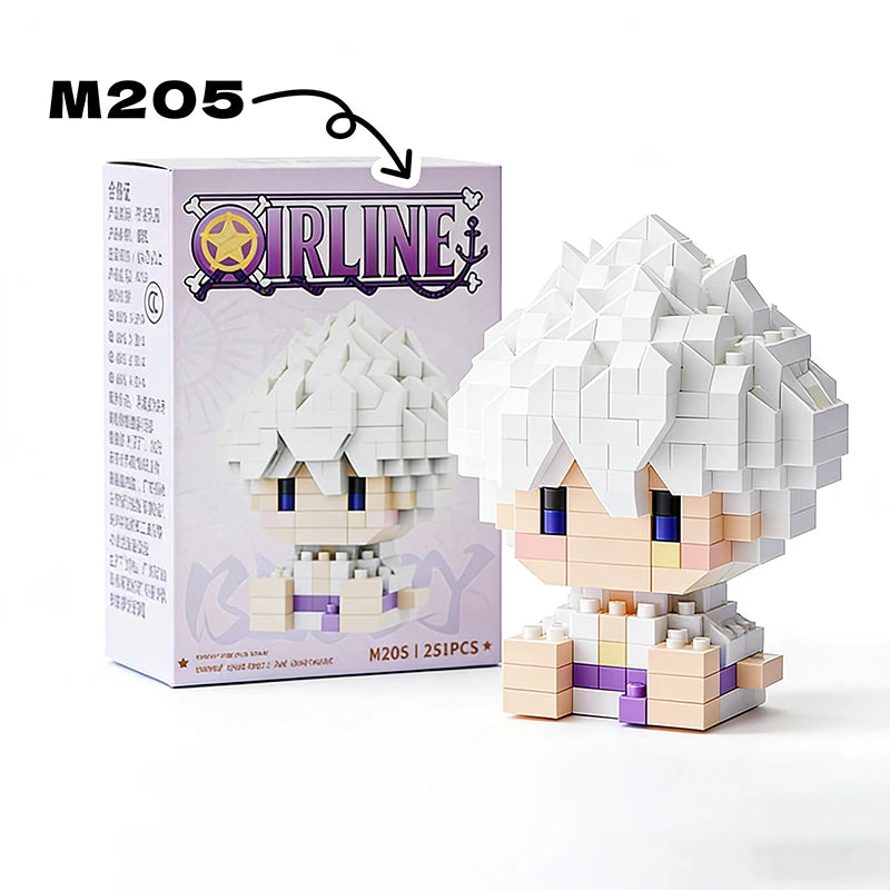 Mon Bubu Kawaii – Micro Bausteine One Piece – Anime-Figuren (Chopper, Zoro, Robin, Buggy)