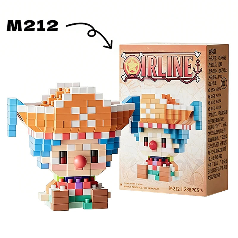 Mon Bubu Kawaii – Micro Bausteine One Piece – Anime-Figuren (Chopper, Zoro, Robin, Buggy)