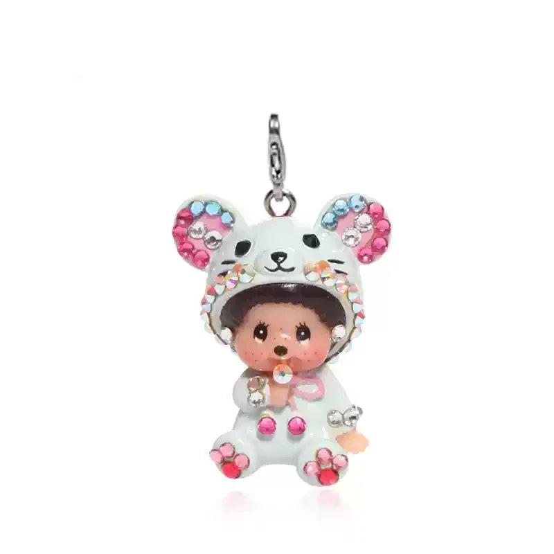 Monchhichi – pendentif mignon pour sac d'école, porte-clés, décoration de téléphone portable, ornements Anime, jouet…