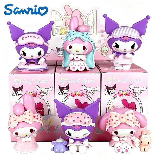 Pyjama Sanrio Kuromi My Melody, boîte mystère, figurine anime kawaii mignonne, jouet de collection pour filles,…