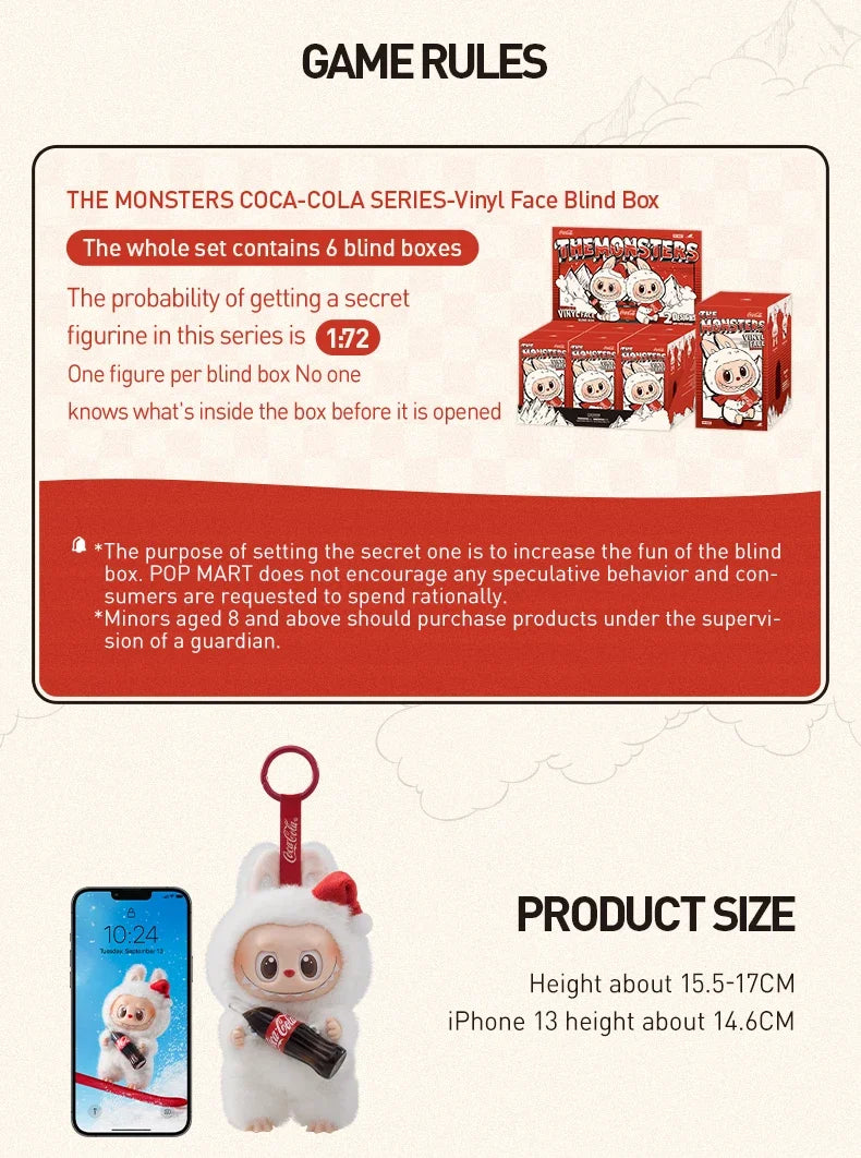 POP MART - Labubu Coca Cola Porte-clé Peluche Blind Box (au choix ou aléatoire)