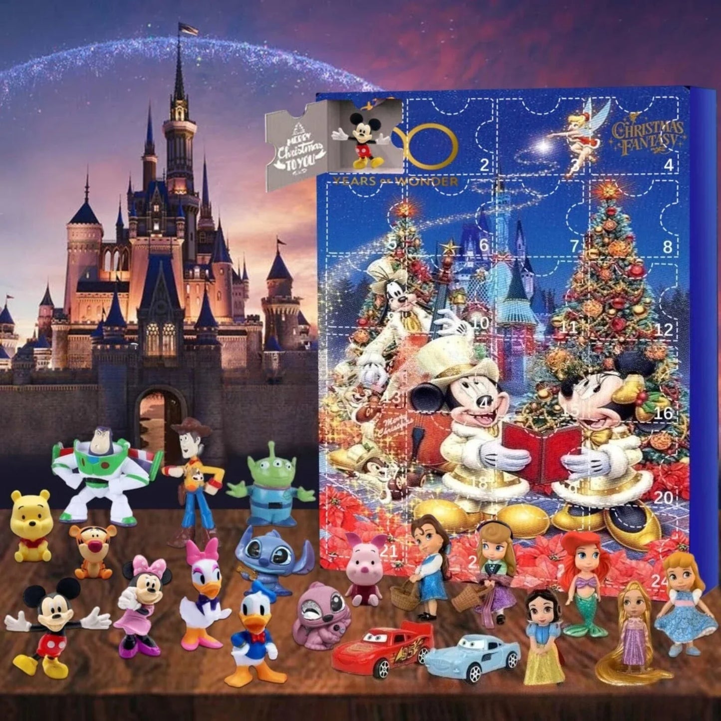 MINISO Calendrier de l’Avent Stitch – 24 Figurines Cartoon Surprise, Édition Noël