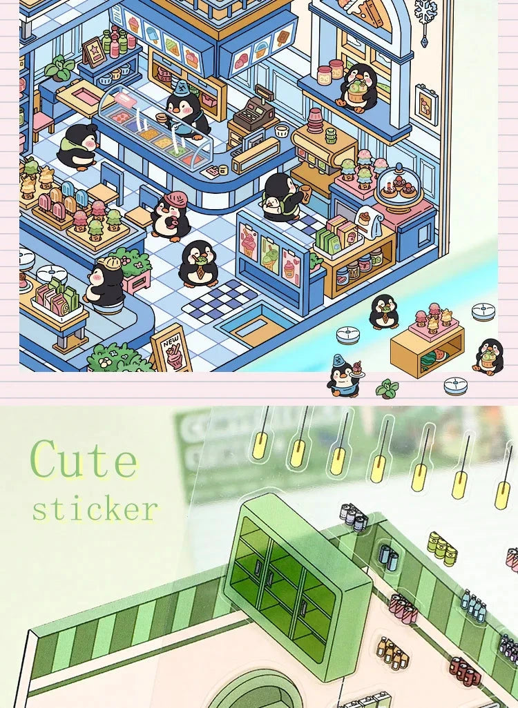 Autocollants d'aménagement paysager 3D Kawaii, scène Miniature de dessin animé, empilage visuel, autocollants tridimensionnels, cadeau de noël pour enfants
