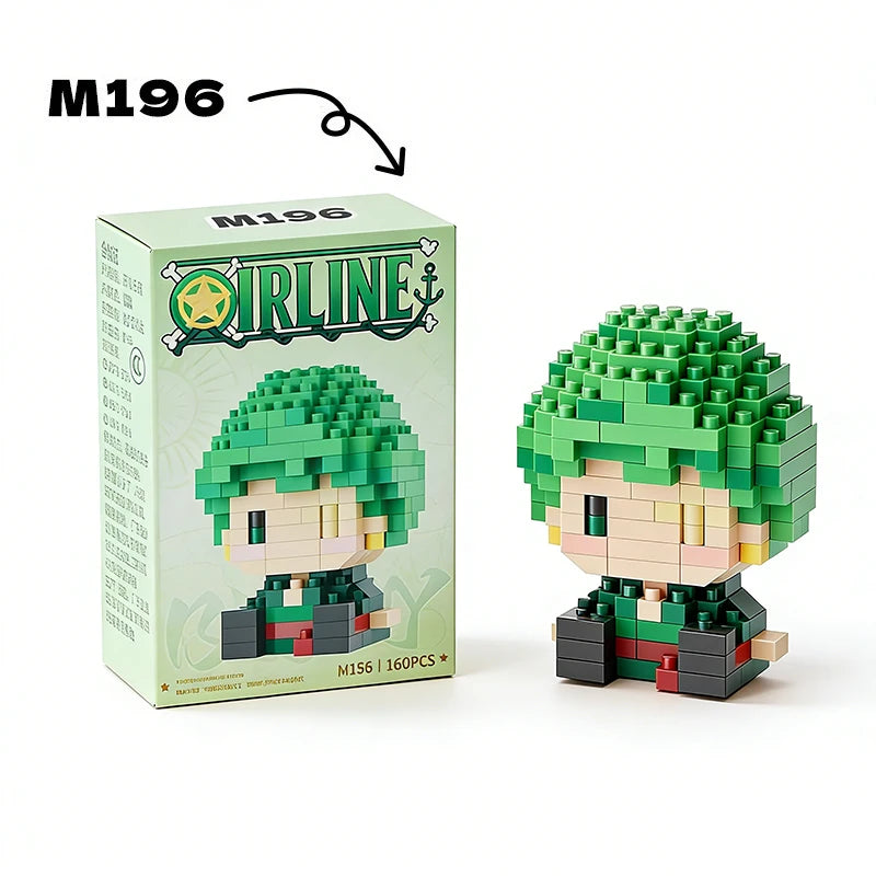 Mon Bubu Kawaii – Micro Bausteine One Piece – Anime-Figuren (Chopper, Zoro, Robin, Buggy)