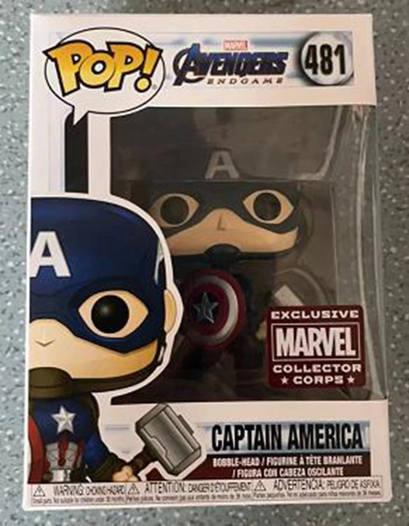 FUNKO POP MARVELs Figure Jouets ENDGAME # 481 Captain America (avec Mjolnir) figurine modèle décoration poupée jouet cadeaux pour les enfants