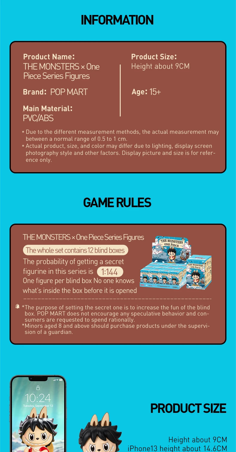 POP MART THE MONSTERS X une pièce série boîte aveugle jouets Kawaii Anime figurine Surprise boîte mystère poupées filles cadeau