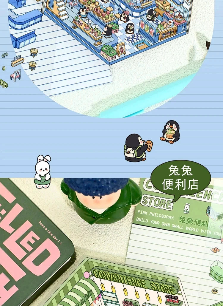 Autocollants d'aménagement paysager 3D Kawaii, scène Miniature de dessin animé, empilage visuel, autocollants tridimensionnels, cadeau de noël pour enfants