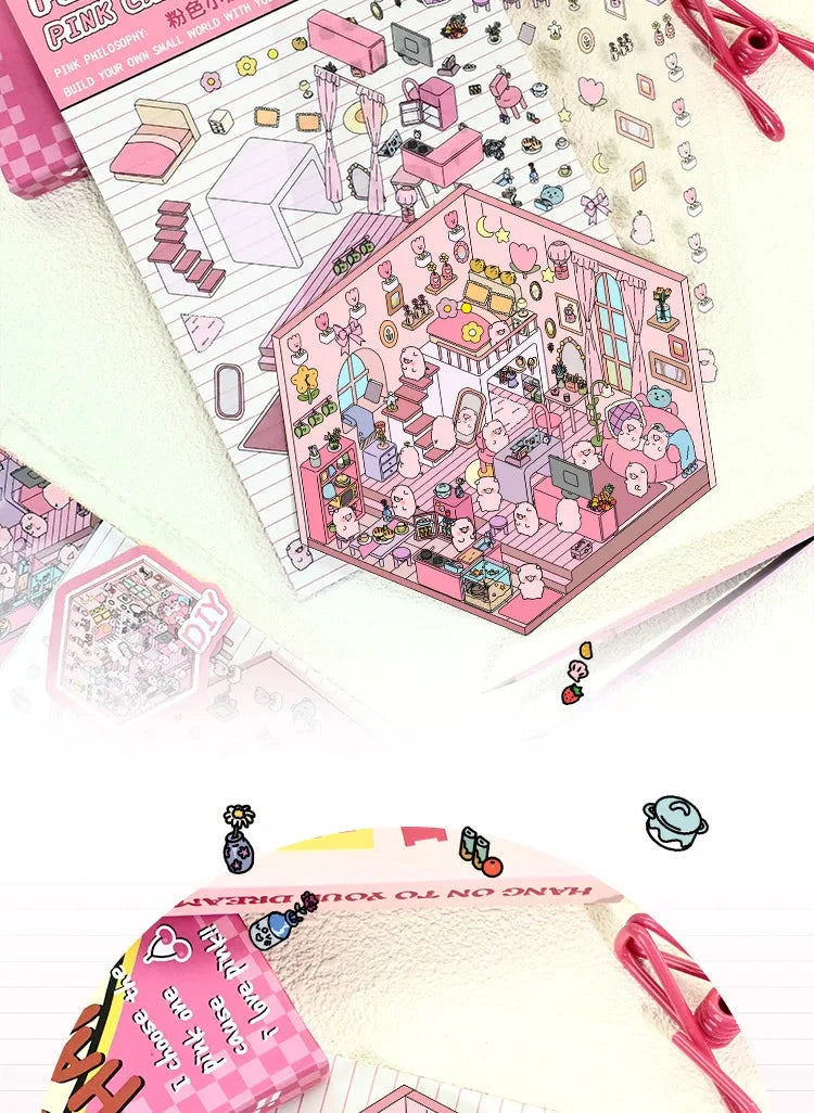 Autocollants d'aménagement paysager 3D Kawaii, scène Miniature de dessin animé, empilage visuel, autocollants tridimensionnels, cadeau de noël pour enfants