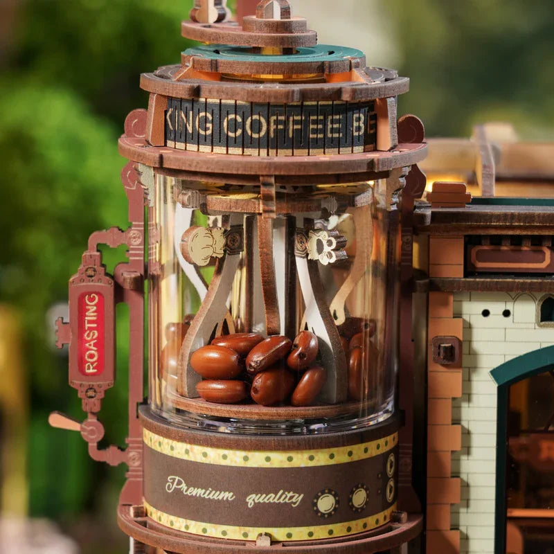 ROKR Dream Coffee Factory, 3D-Holzpuzzle, hölzerne Spieluhr, Weihnachts-Holzmodellbausätze, beste Geschenke für Kinder und Erwachsene, EAB02