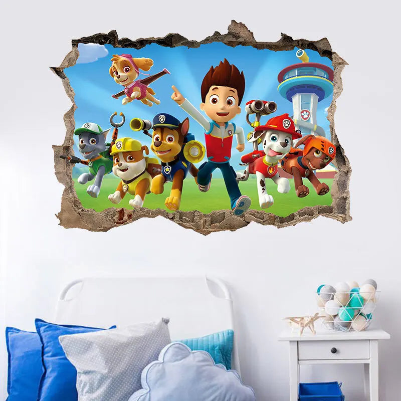 Autocollants Muraux Paw Patrol pour la Décoration de la Maison, Adhésifs Mignons, Anime Skye Chase, Graffiti Décoré, Cadeaux d'Anniversaire pour Garçon et Fille