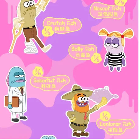 POP MART Gong Spongebob Bikini Bottom Buddies Whimsical 2.0 Serie Plüschtiere Blind Box Nettes Spielzeug Sammelschlüsselanhänger für Anime-Fans