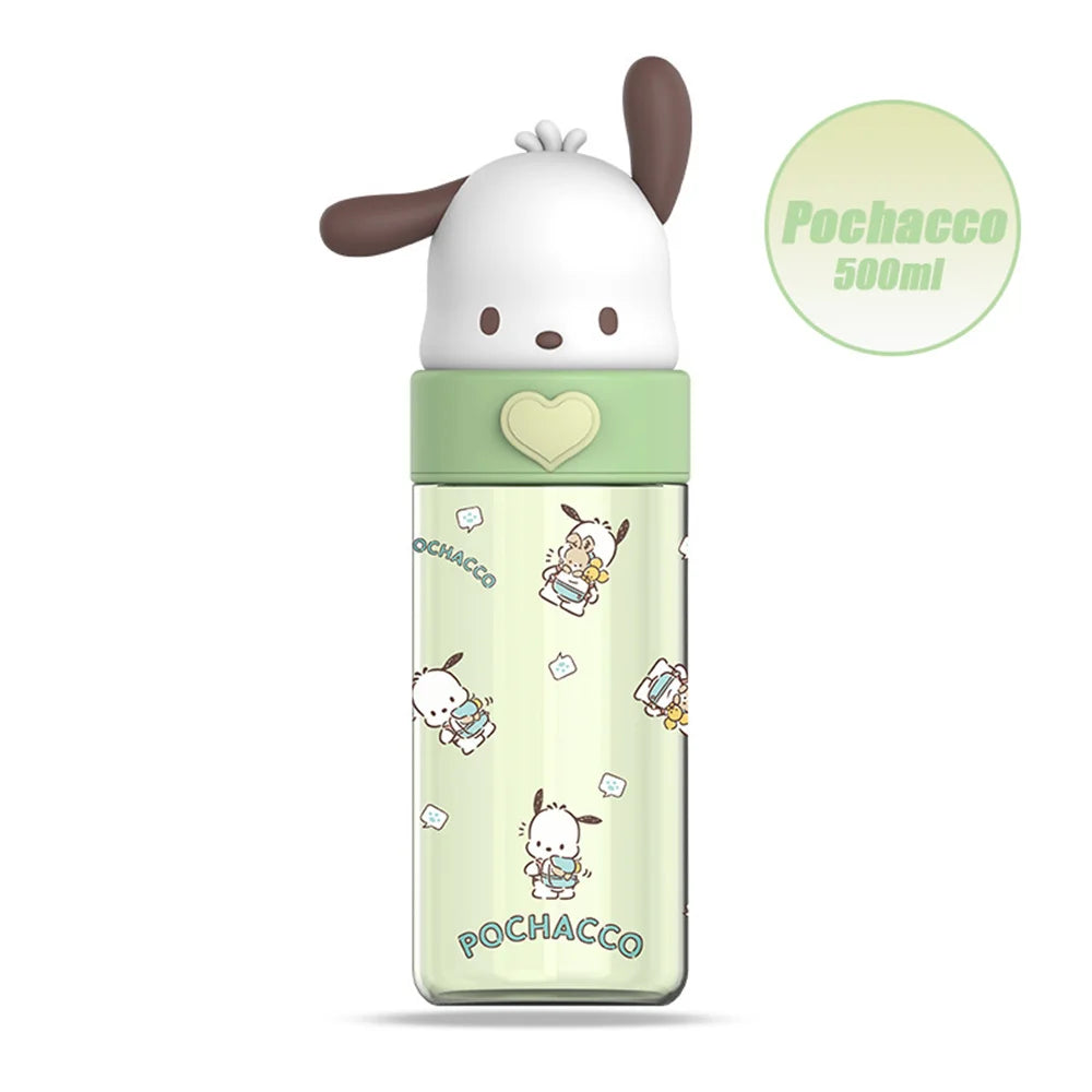 Transparente Kawaii-Trinkflasche 500ml – Hello Kitty & Friends