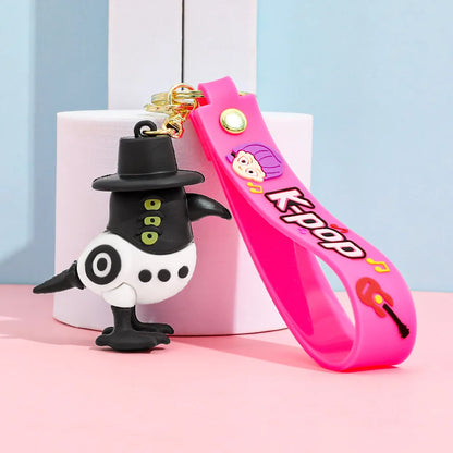 Porte-clés Anime Kpop Demon Hunter, figurine en vinyle Demon Slayer pour sac de voiture, breloque de poupée mignonne, cadeau de collection pour les Fans d'anime