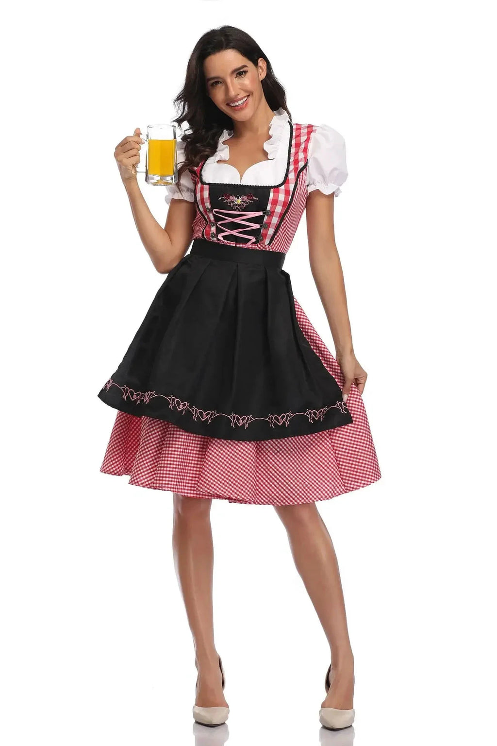 Adulte femmes Oktoberfest Dirndl carnaval fête traditionnelle allemande bavière bière fille robe femme de chambre Costume robe + tablier tenue