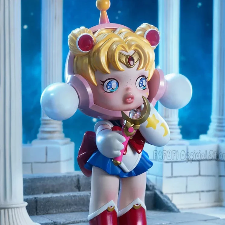 POPMART Skull Panda Sailor Moon Serie Blind Box Anime Figur Guess Bag Ornament Figuren Schreibtisch Puppen Modell