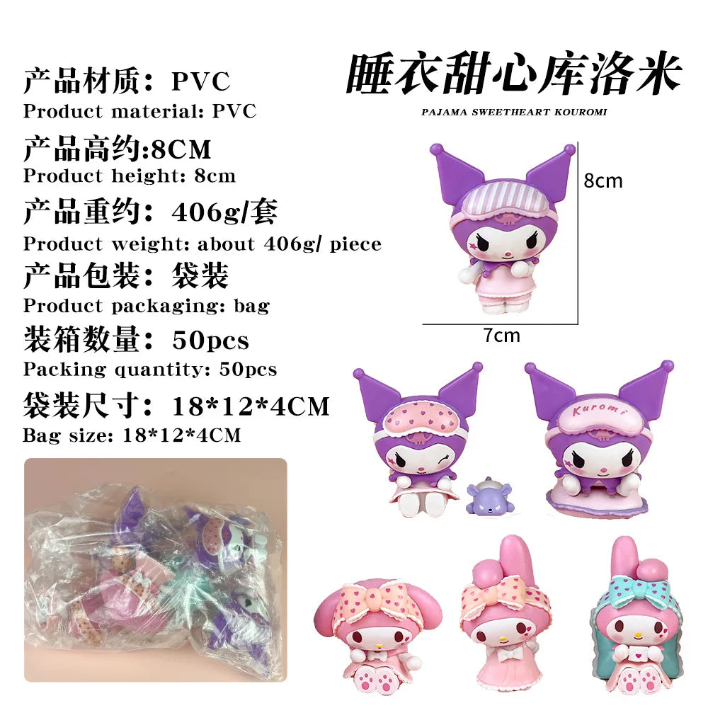 Pyjama Sanrio Kuromi My Melody, boîte mystère, figurine anime kawaii mignonne, jouet de collection pour filles,…